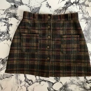 Plaid Button Skirt